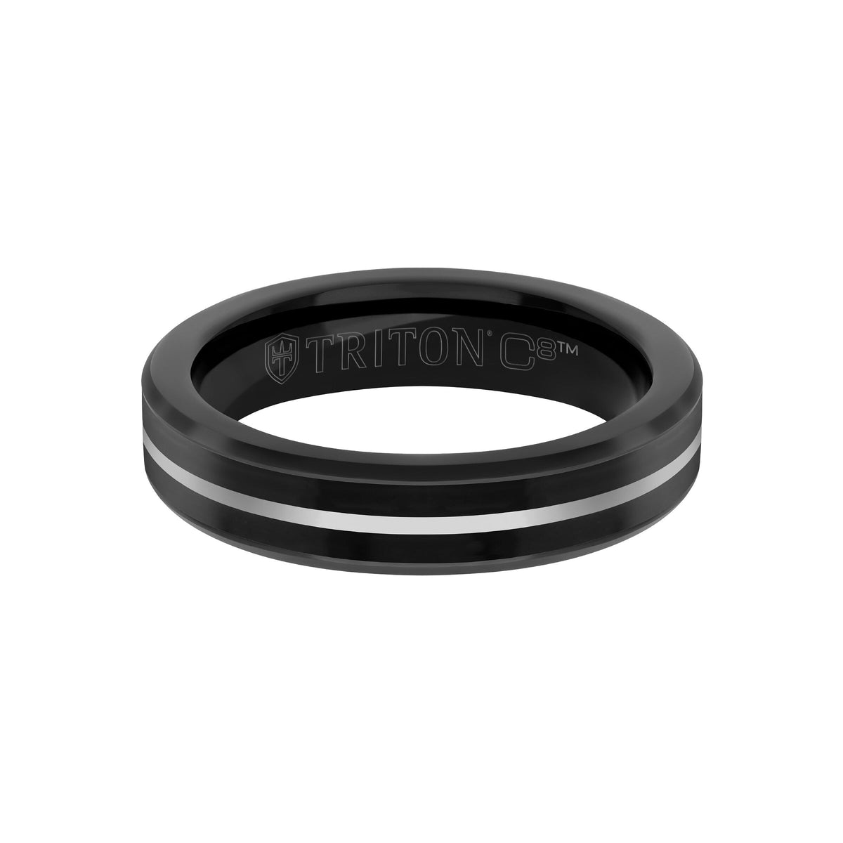 5MM Tungsten Carbide Ring - Ceramic Inlay with Center Line and Broken Edge