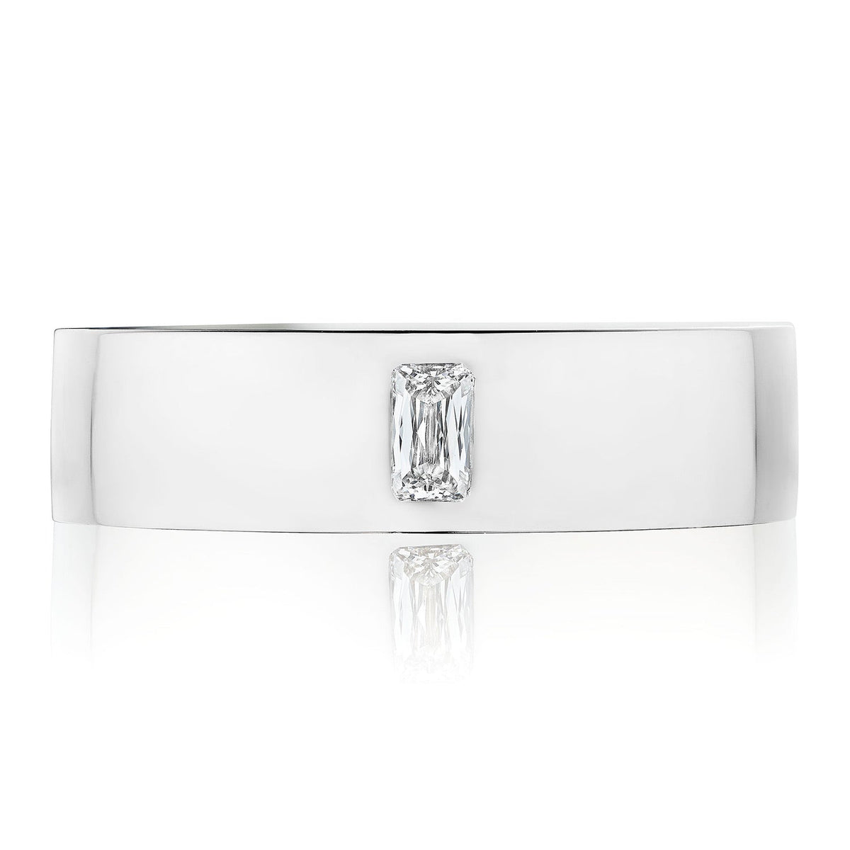 Bezel Set Diamond Wedding Band in High Polish Finish