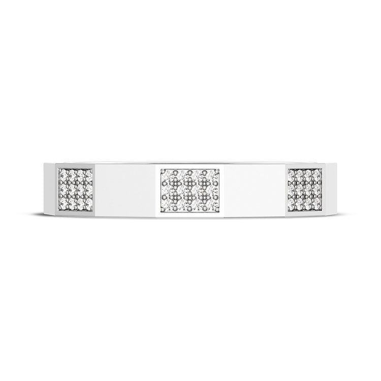 Diamond Faceted - Partial Coverage Wedding Band in High Polish - 4mm