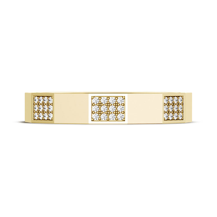 Diamond Faceted - Partial Coverage Wedding Band in High Polish - 4mm