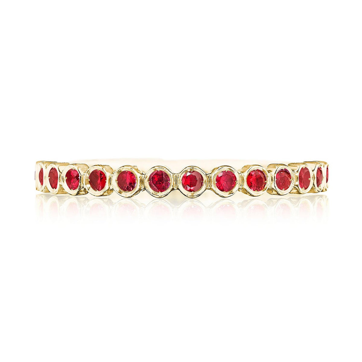 Round Bezel Droplet Wedding Band with Ruby