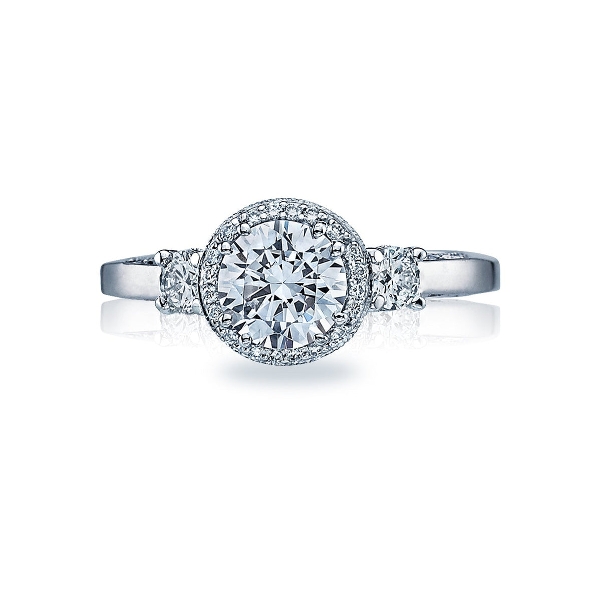Tacori 18k White Gold Dantela Round Diamond Engagement Ring Setting (0.4 CTW)