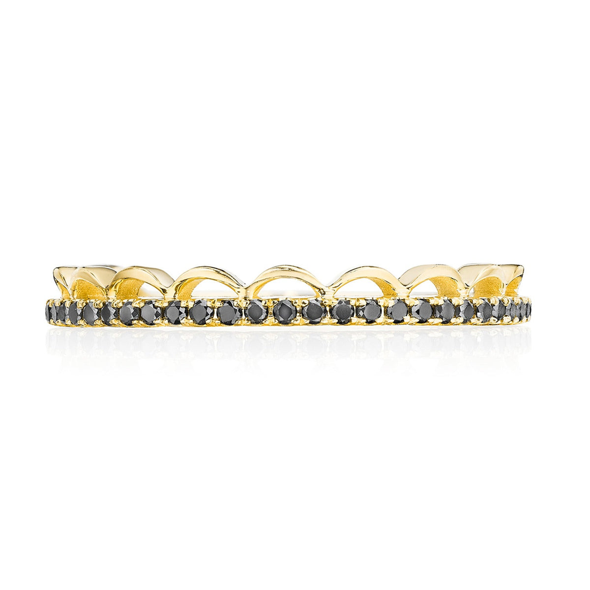 Crescent Crown Ring with Black Diamond