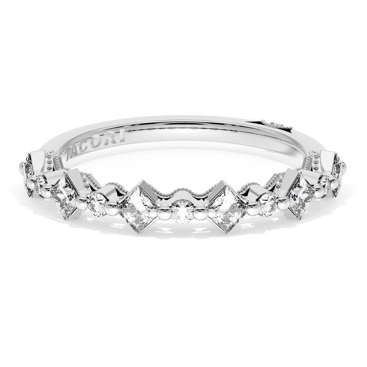 Carr������ and Round Diamond Wedding Band, 3.70mm