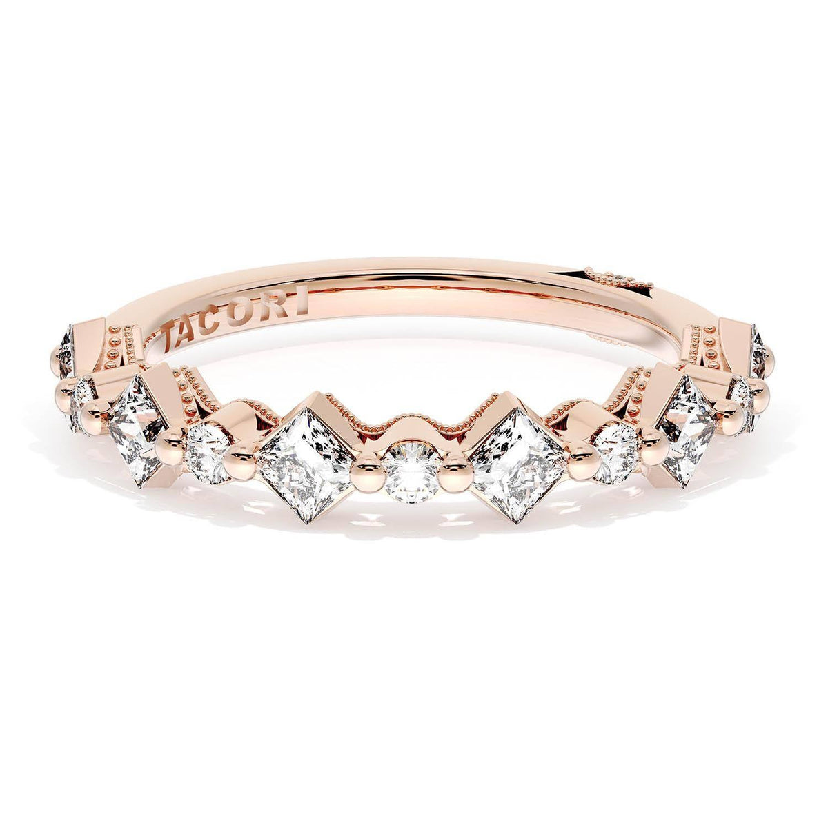 Carr������ and Round Diamond Wedding Band, 4.00mm