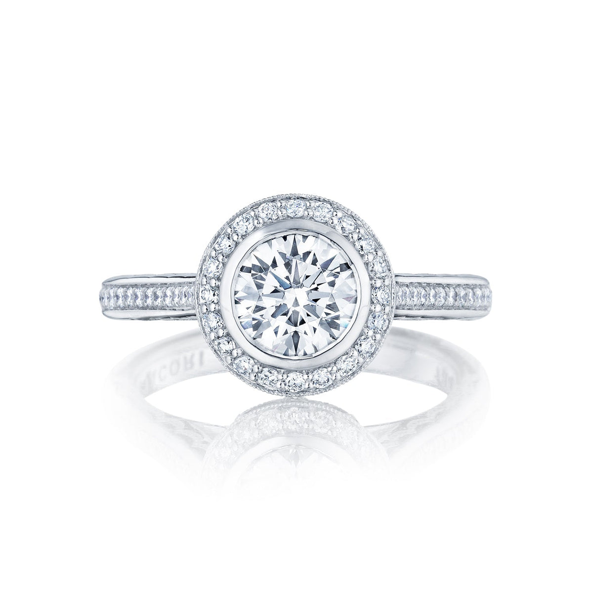 Tacori 18k White Gold Starlit Round Diamond Engagement Ring Setting (0.3 CTW)