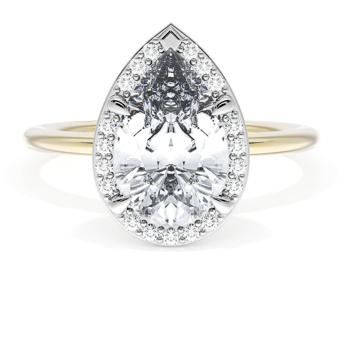 Pear Bloom Two-Tone Engagement Ring