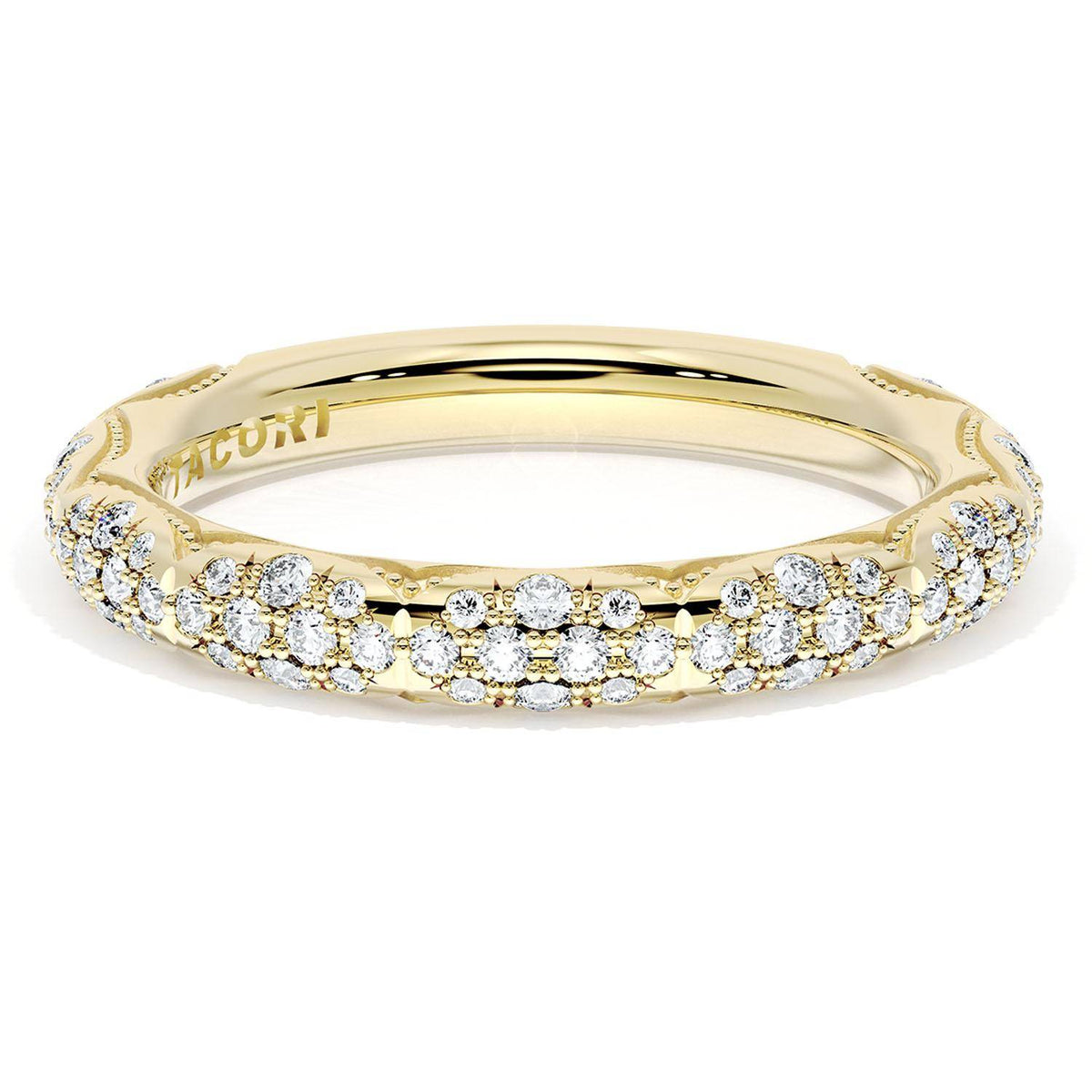 French Pav������ Diamond Wedding Band, 3mm