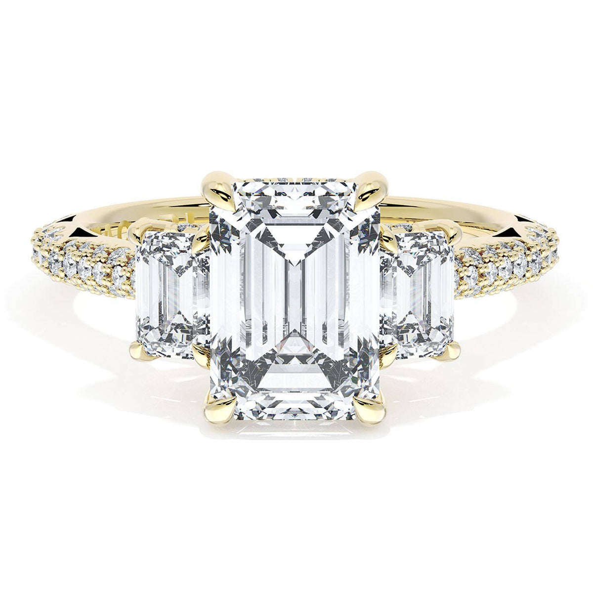 Emerald 3-Stone Engagement Ring