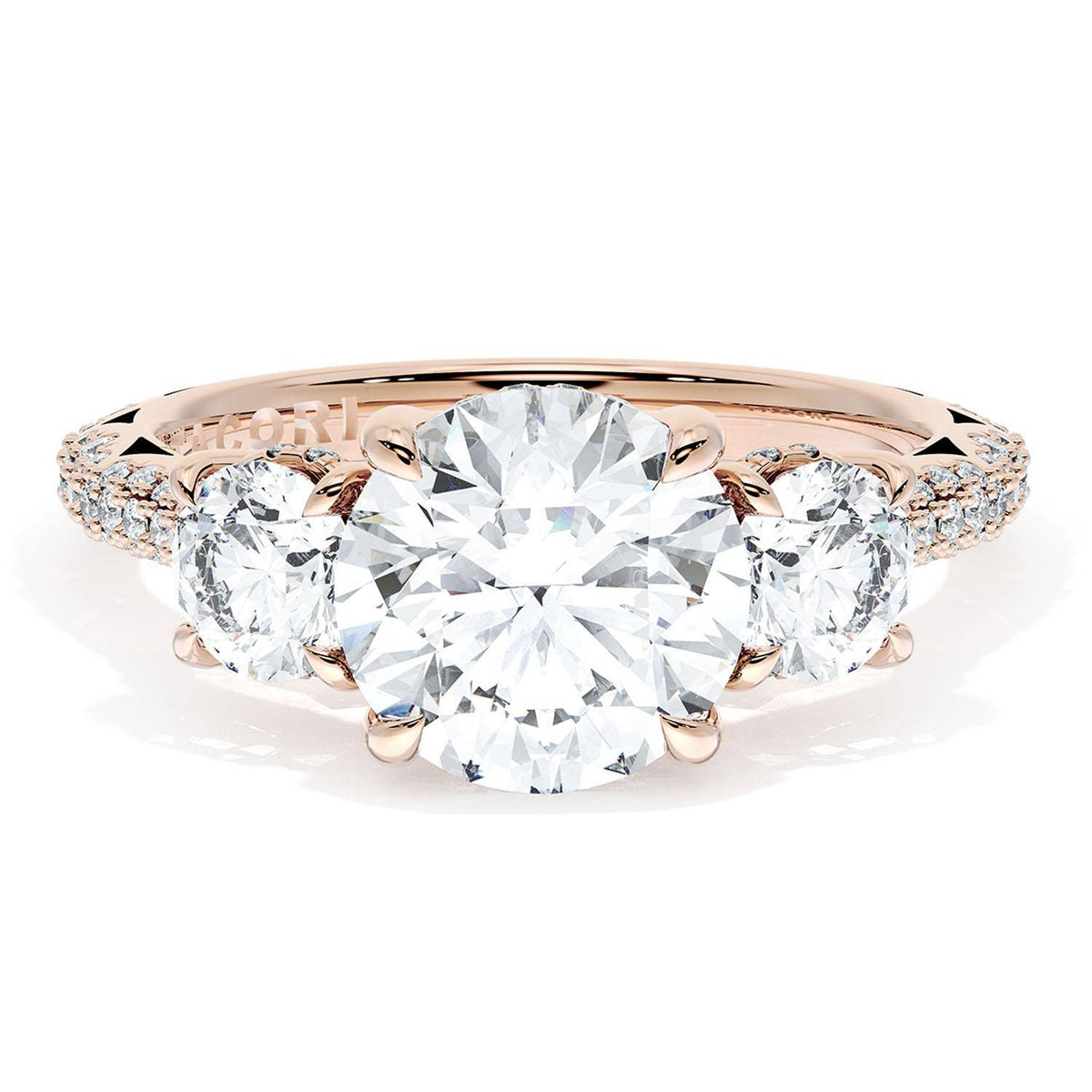 Round 3-Stone Engagement Ring