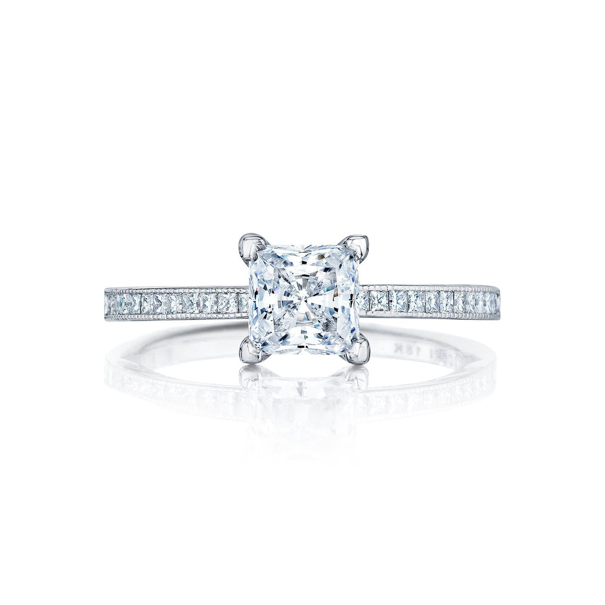 Tacori Platinum Petite Crescent Princess Diamond Engagement Ring Setting (0.28CTW)