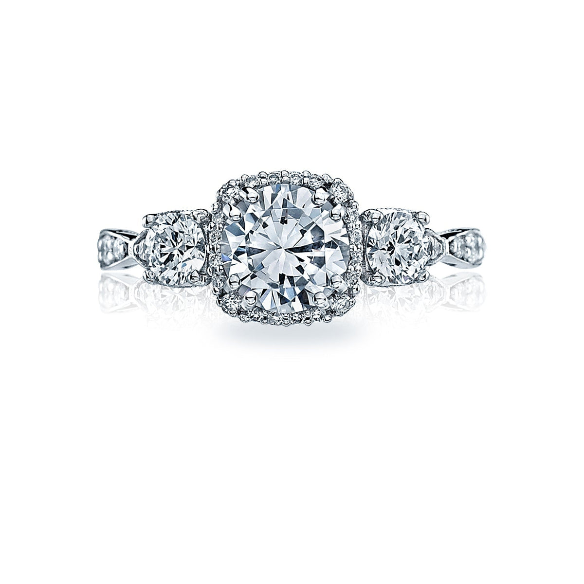 Tacori 18k White Gold Dantela Round Diamond Engagement Ring Setting (0.6 CTW)