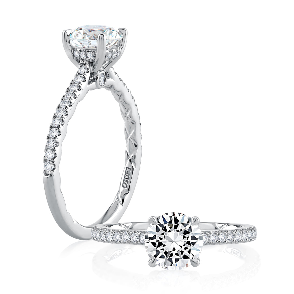 Four Prong Engagement Ring with Diamond Band ME2029Q/97