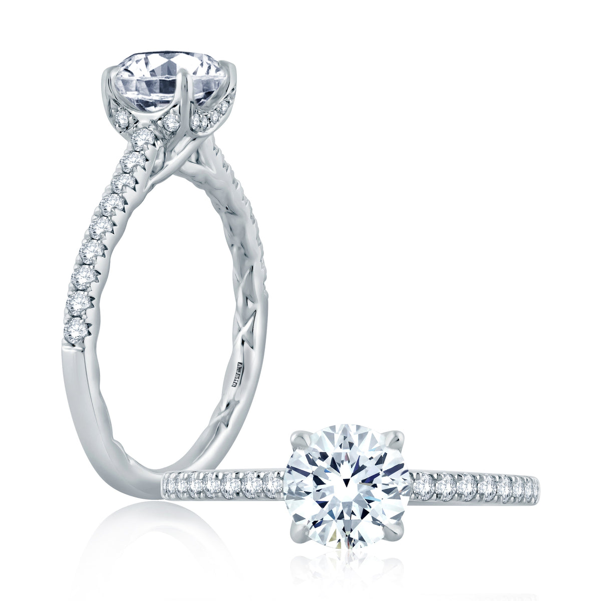 Round Center Draped Gallery Solitaire Engagement Ring ME2179Q/102