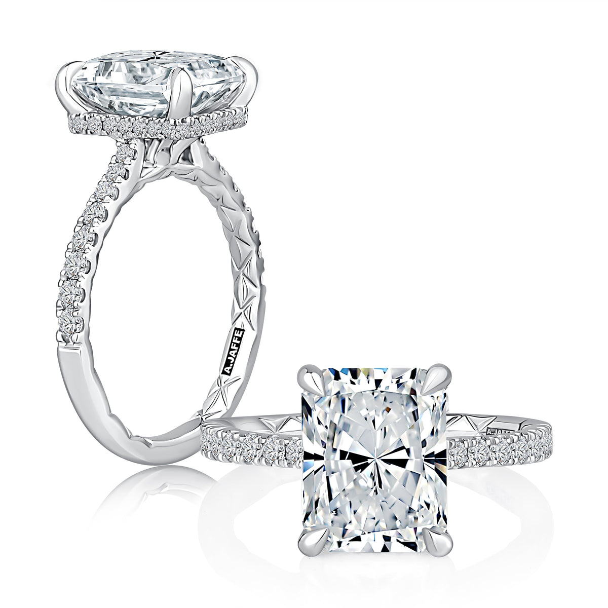 Radiant Shaped Diamond Engagement Ring with Hidden Halo and Quilts® Interior Diamond Band MECRA3024Q/187