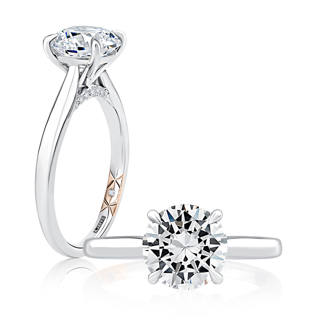 Solitaire Round Center Diamond Engagement Ring with Peek-A-Boo Diamonds MECRD2543/408
