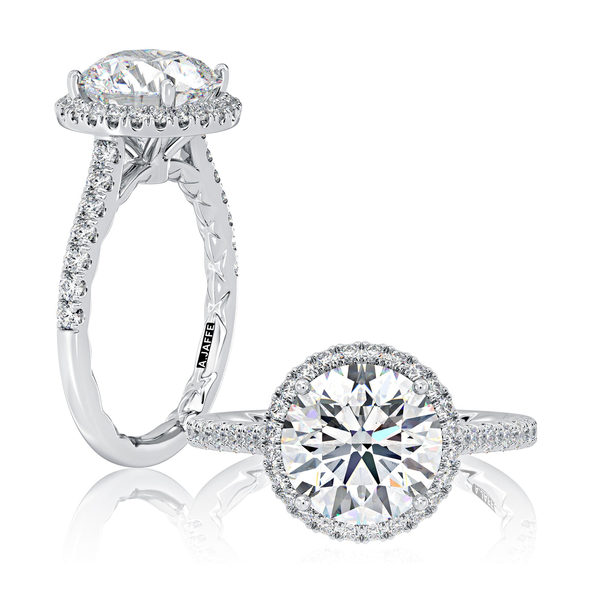 Classic Round Center Diamond Engagement Ring with a Round Shaped Diamond Halo MECRD2920Q/344