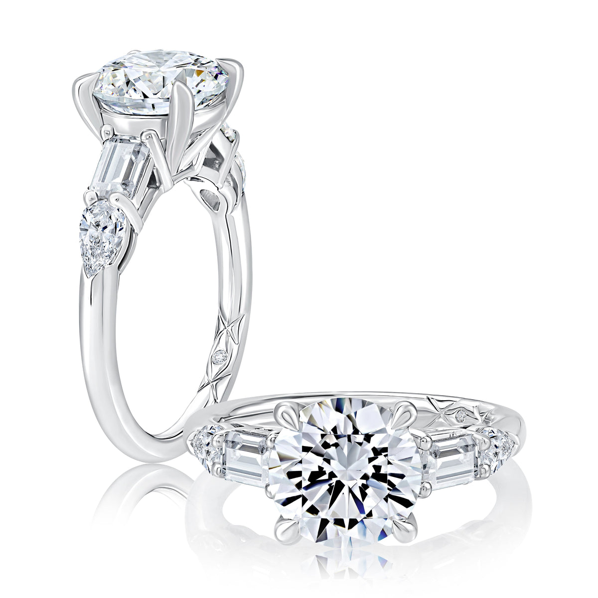Classic Round Center Diamond Engagement Ring With A Round Shaped Diamond Halo MECRD2927L/406
