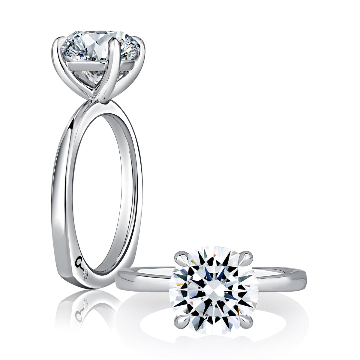 Solitaire Round Diamond Engagement Ring with Signature Shankâ„¢ MESRD2910/150