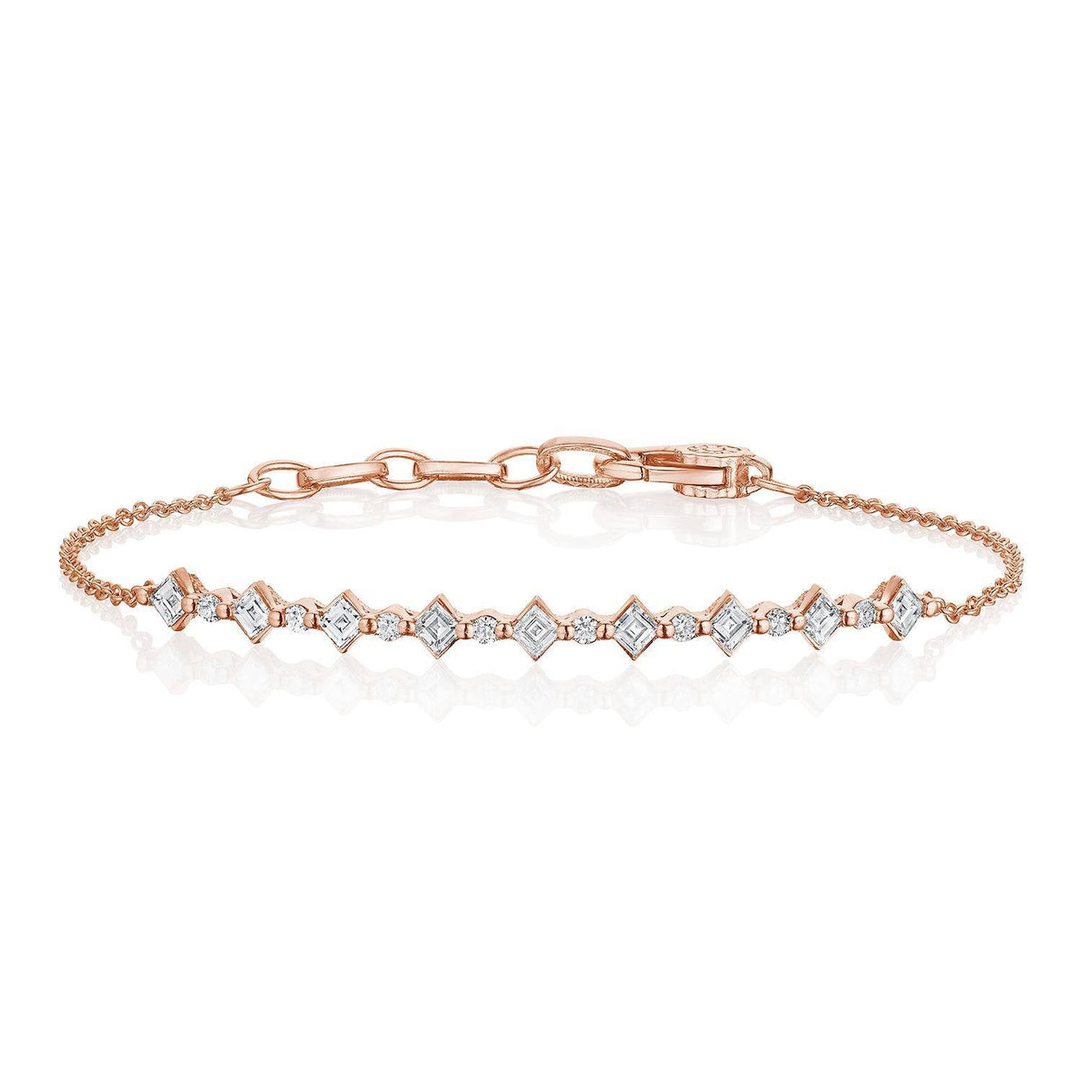 Carr������ and Round Diamond Bracelet in 18kt Rose Gold