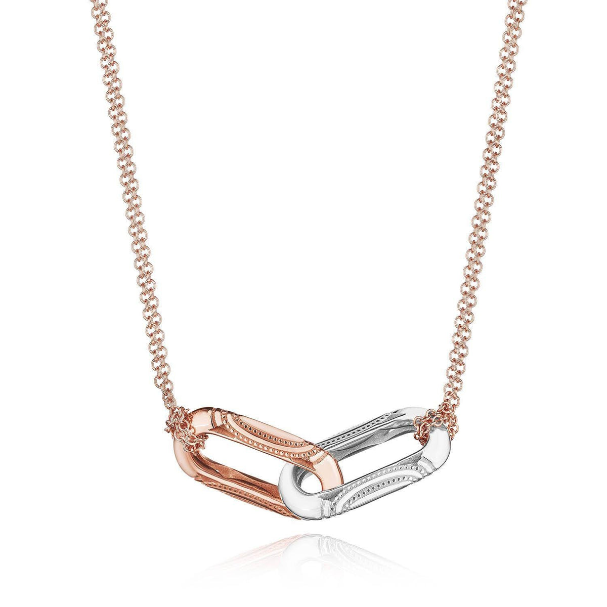 Double Link Pendant, Milgrain Two-Tone