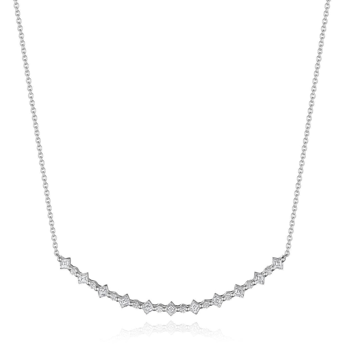 Carr������ and Round Diamond Necklace in 18kt White Gold