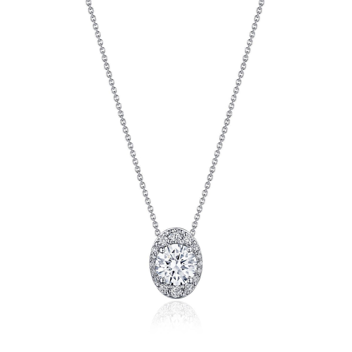 17" Vertical Oval Bloom Diamond Necklace