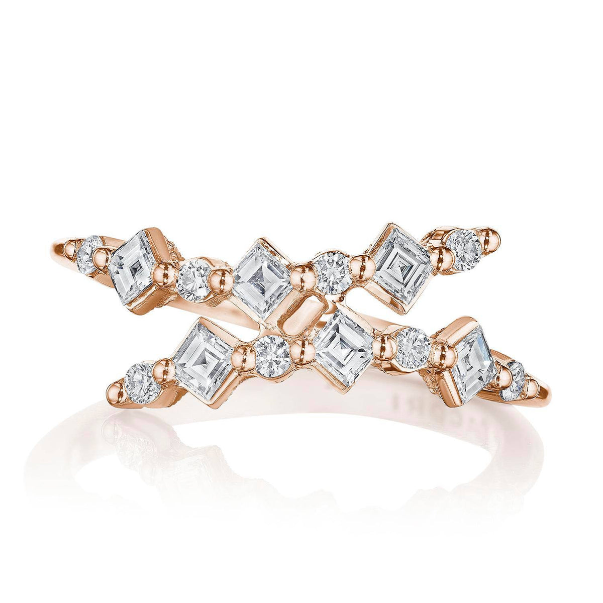 Carr������ and Round Diamond Ring in 18kt Rose Gold