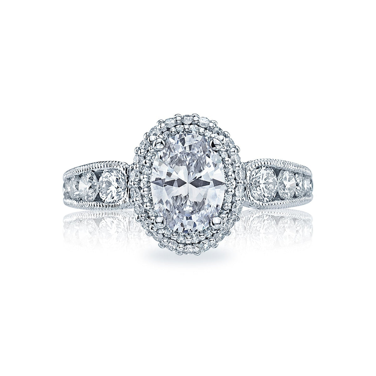 Tacori 18k White Gold Blooming Beauties White Gold Oval Diamond Engagement Ring Setting (1.06 CTW)