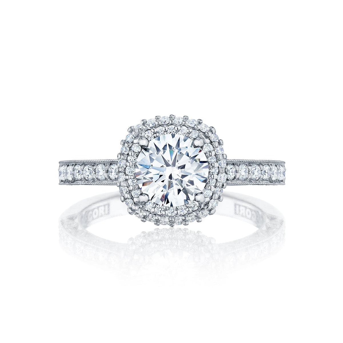 Tacori 18k White Gold Blooming Beauties White Gold Round Diamond Engagement Ring Setting (0.61 CTW)