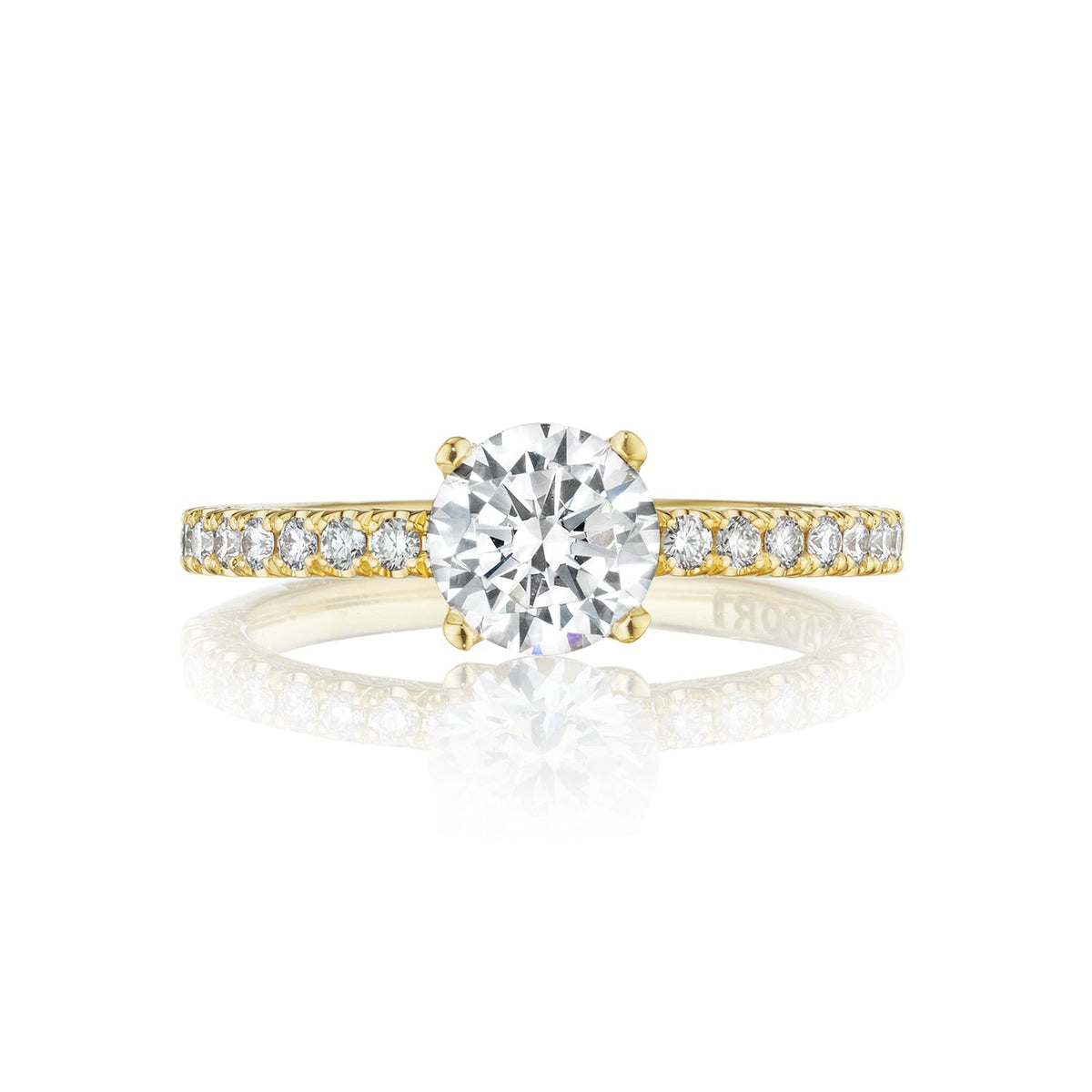 Tacori 18k Yellow Gold Petite Crescent Round Diamond Engagement Ring Setting (0.34 CTW)