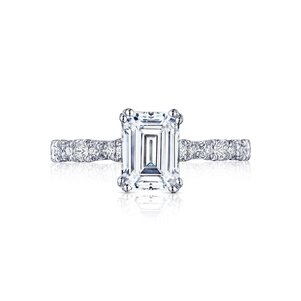 Tacori 18k White Gold Petite Crescent Engagement Ring Setting (0.35 CTW)