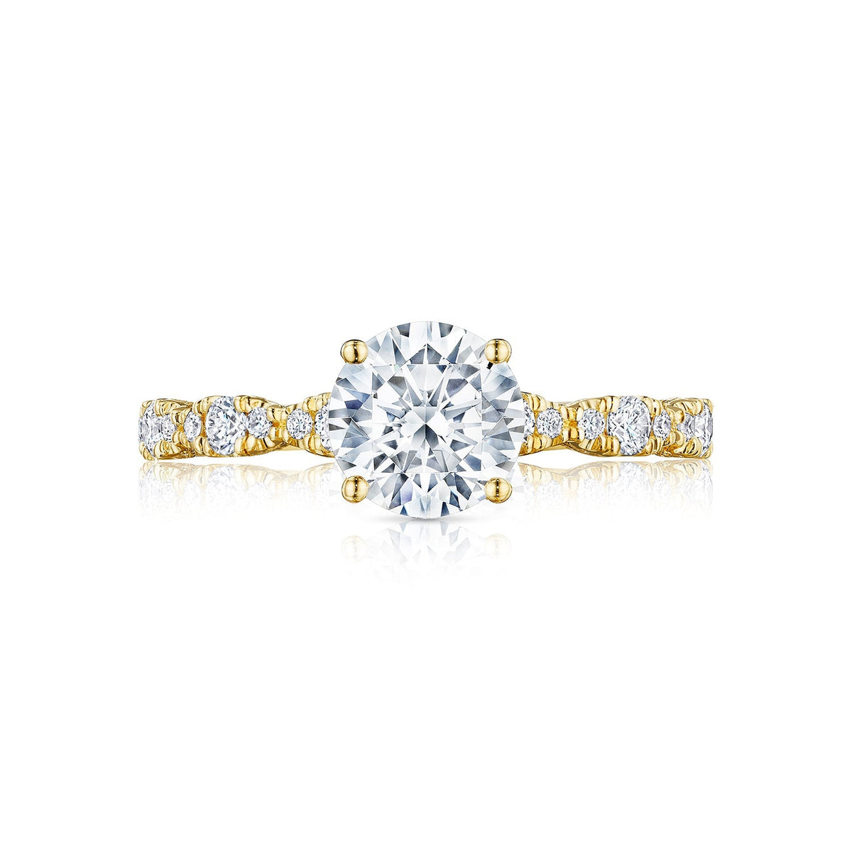Tacori 18k Yellow Gold Petite Crescent Round Diamond Engagement Ring Setting (0.35 CTW)