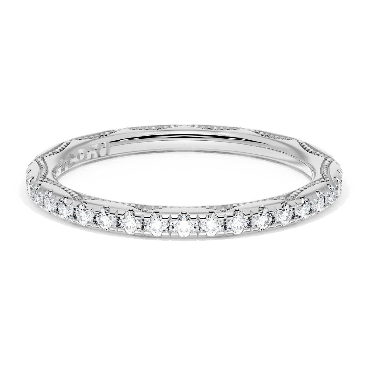 French Pav������ Diamond Wedding Band, 2.0mm