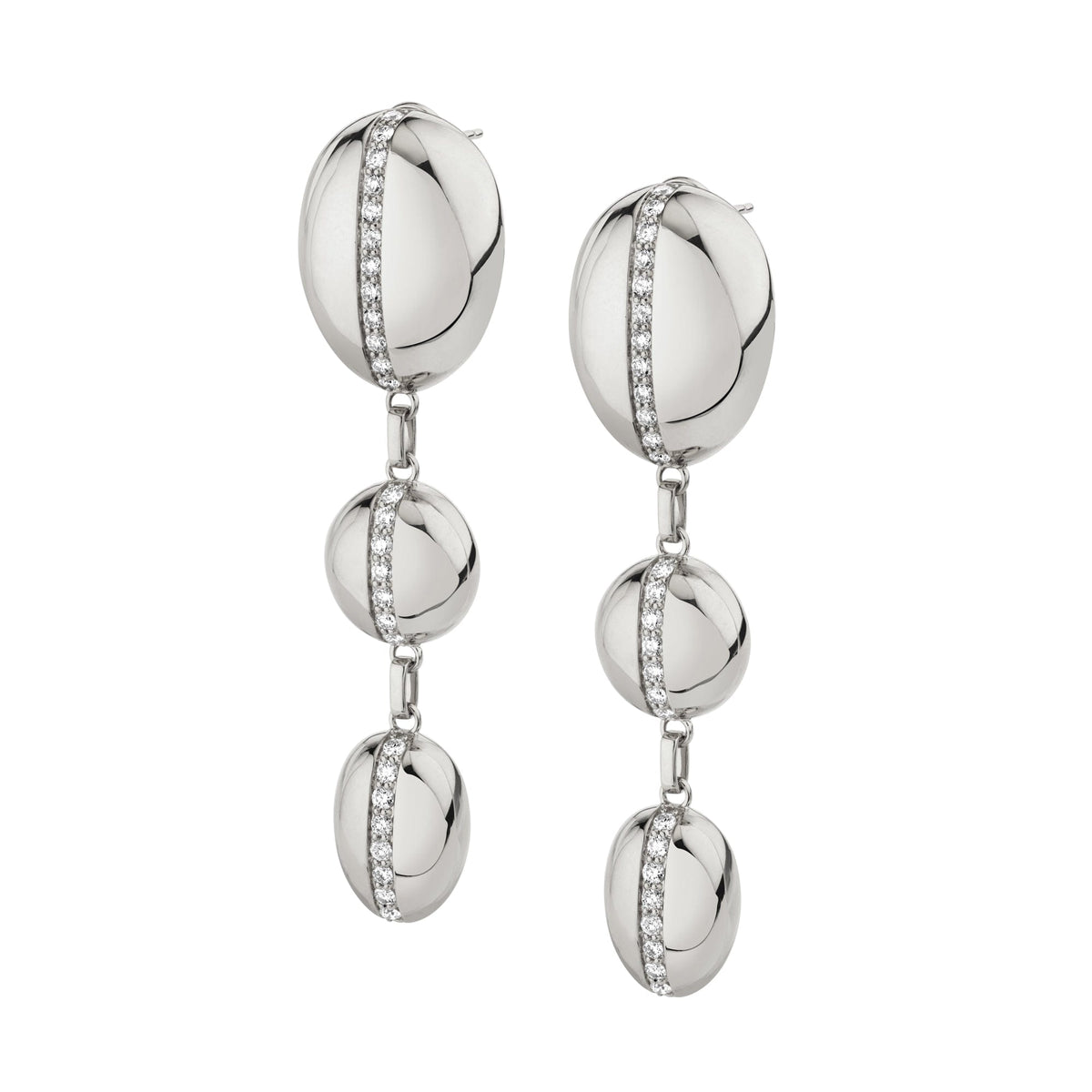 MICHAEL M Earrings 14K White Gold Orb Split Drop Earrings ER526