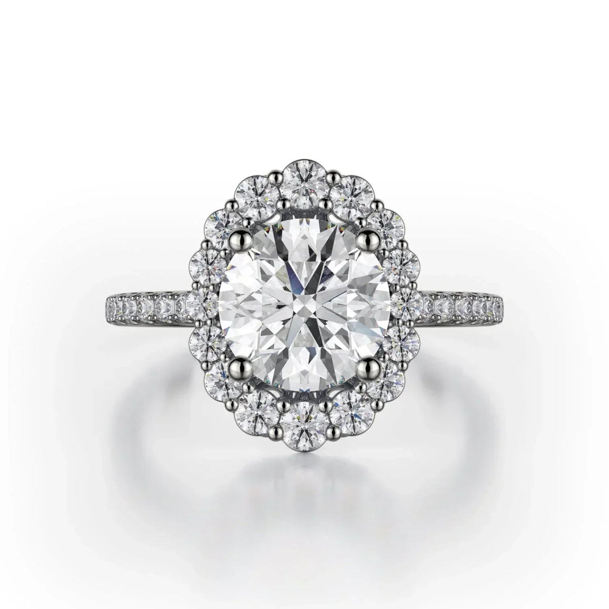 MICHAEL M Engagement Rings 18K White Gold DEFINED R739 Brilliant Round with a Graduated Halo R739-1.5WG