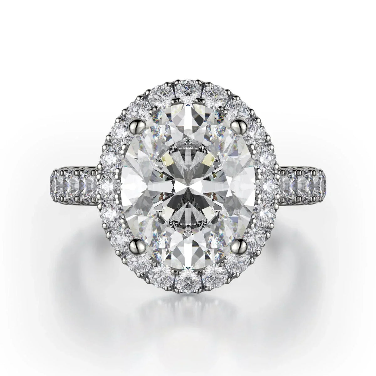 MICHAEL M Engagement Rings 18K White Gold Europa R320L-3-OV R320L-3-OV-WG