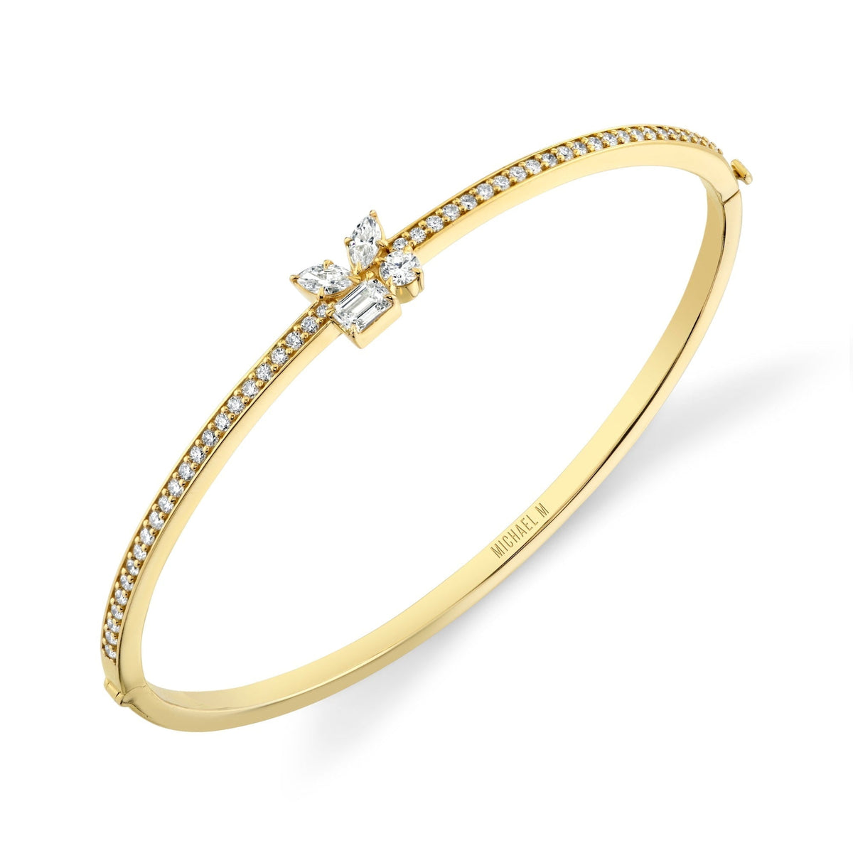 MICHAEL M Fashion Bracelets 18K Yellow Gold / Small Montage Single Cluster Bangle