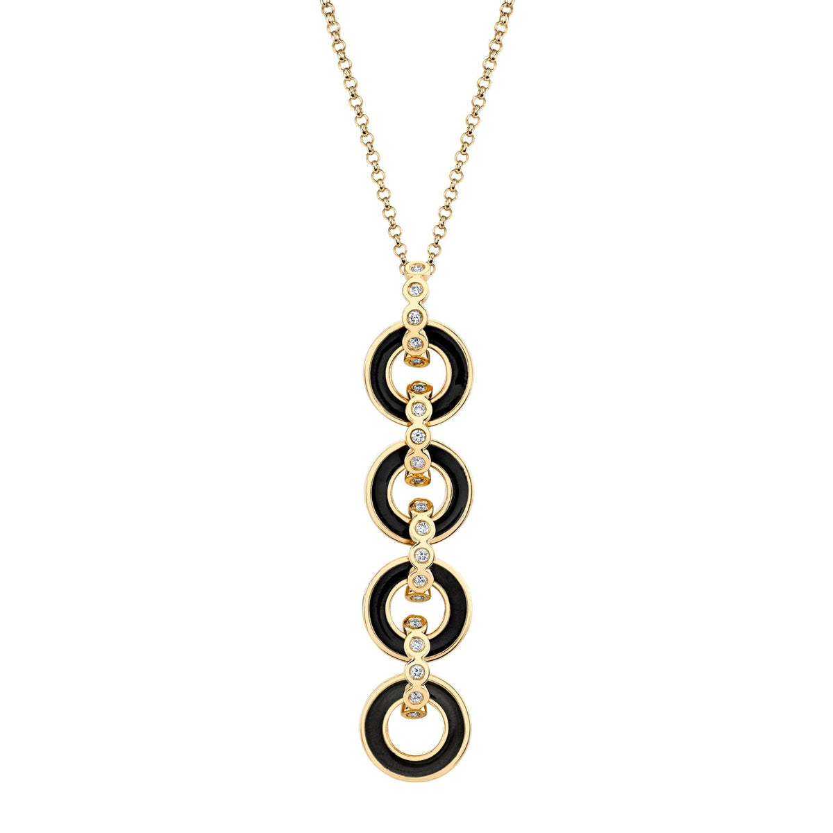 MICHAEL M Necklace 14k Yellow Gold / Black Chroma Arch Drop Pendant P494