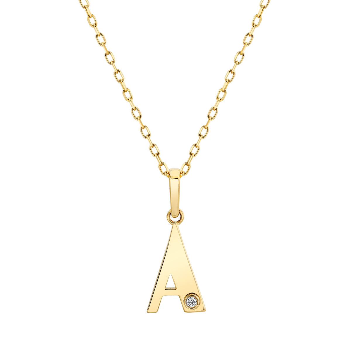 MICHAEL M Necklaces 14K Yellow Gold / A Deco Initial Charm P403A-NC
