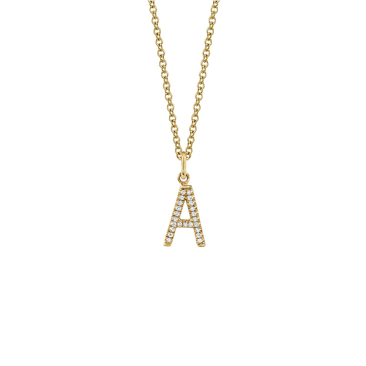 MICHAEL M Necklaces 14K Yellow Gold / A Diamond Initial Pendant P141A