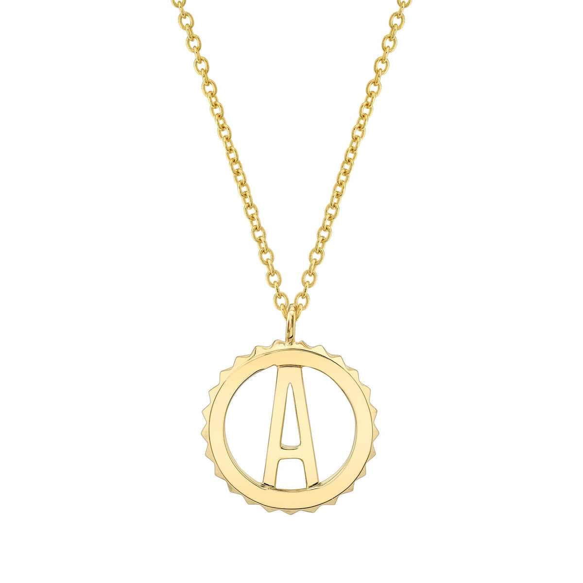MICHAEL M Necklaces 14K Yellow Gold / A Mini Tetra Initial Medallion P364YG