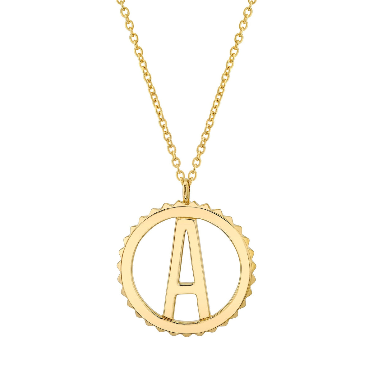 MICHAEL M Necklaces 14K Yellow Gold / A Tetra Initial Medallion P366YG