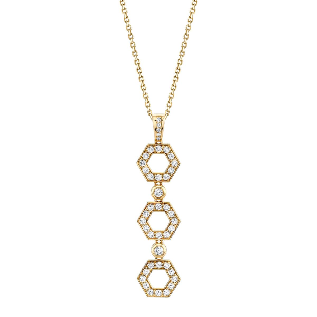 MICHAEL M Necklaces 14K Yellow Gold Pavé Hex Infinity Pendant P506
