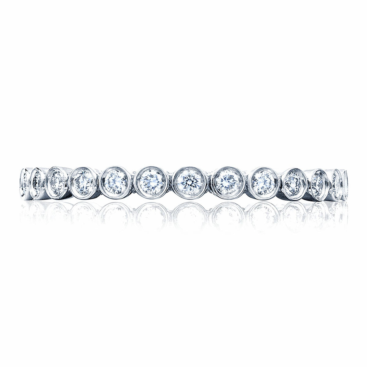 Round Bezel Droplet Wedding Band with Diamond