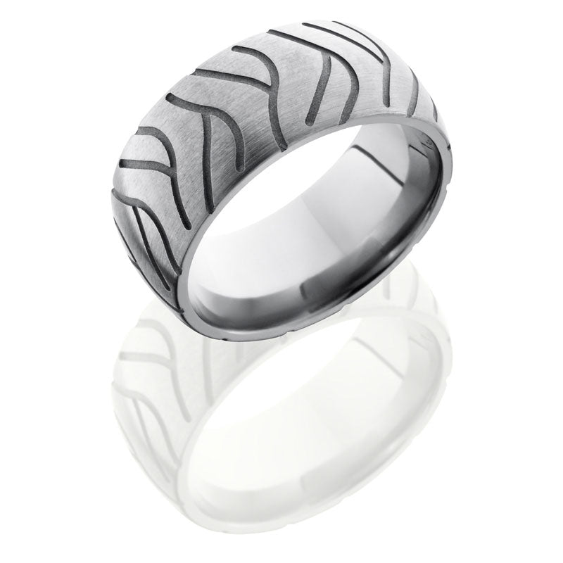Lashbrook Titanium 10mm Domed Band With Tire Tread Pattern 10DCYCLESUPER2