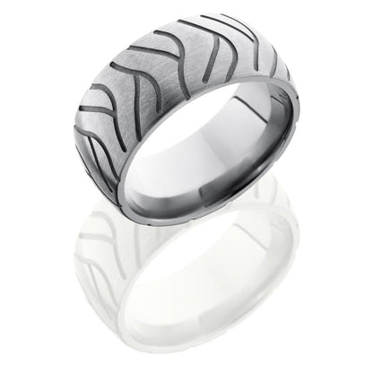 Lashbrook Titanium 10mm Domed Band With Tire Tread Pattern 10DCYCLESUPER2