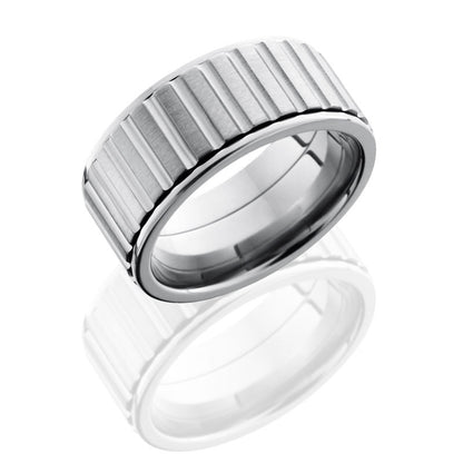Lashbrook Titanium 10mm Flat, Spinner Band With Gear Pattern 10FSTRAIGHTGEARSPINNER