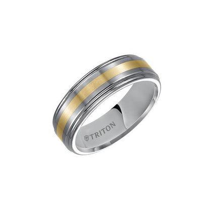 Triton Tungsten Carbide Brush Finish Flat With Bright Round Rims Comfort Fit Band 11-01-2098