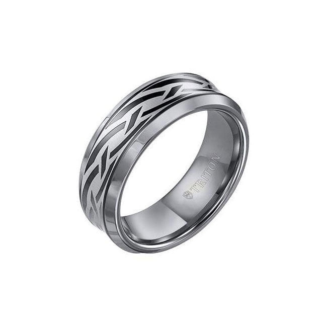 Triton 8mm Tungsten Carbide Bevel Edge Comfort Fit Band 11-01-3049